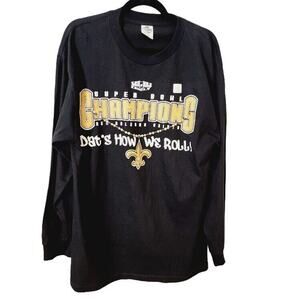 NEW 2010 New Orleans Saints Football T-Shirt Large Super Bowl XLIV Black